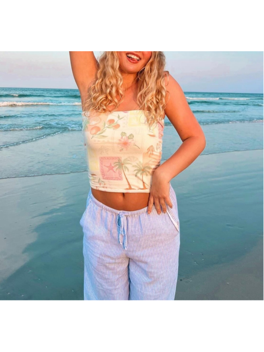 Hollister Strapless Reversible Foldover Tube Top in yellow fruit print